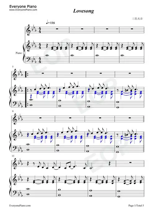 lovesong-adele五线谱预览1-钢琴谱文件(五线谱,双手简谱,数字谱,midi