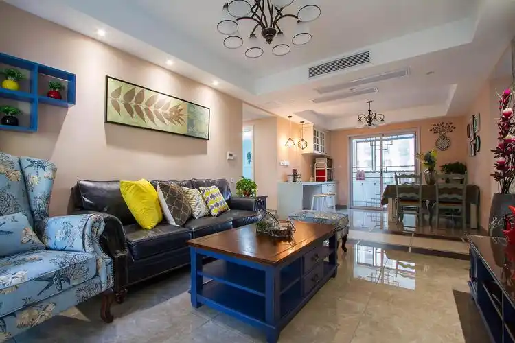 120㎡美式风格家沙发背景墙图片 装饰画 沙发 120平现代美式装修沙发