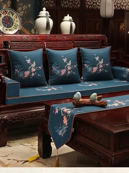 华幔盛庭新中式红木沙发坐垫带靠背高档防滑海绵垫子套罩木头家具座垫