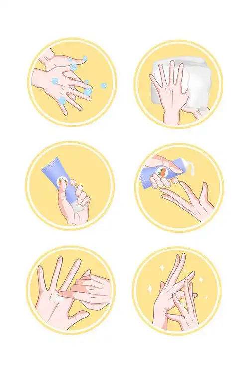 手绘卡通洗手步骤元素