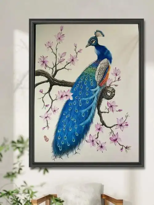 彩铅画孔雀雀之恋