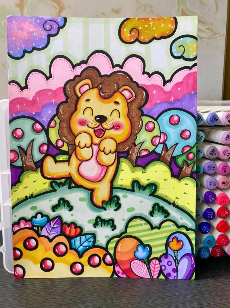 小老虎#马克笔手绘 #儿童简笔画 - 抖音