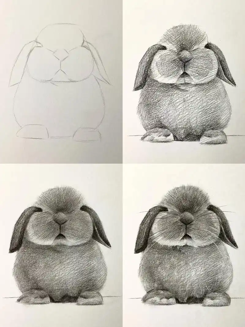 小兔子 | 动物素描.#素描 #零基础教学 #一起学画画 # - 抖音