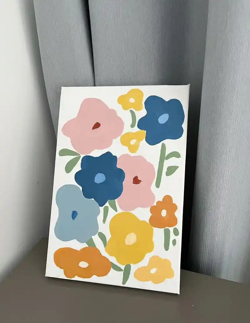 丙烯画装饰画鸡蛋花.