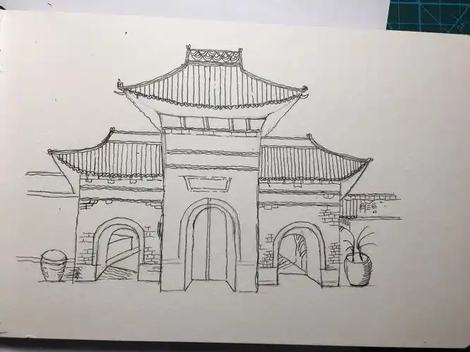 每日一绘11:建筑速写-白马寺 - 简书