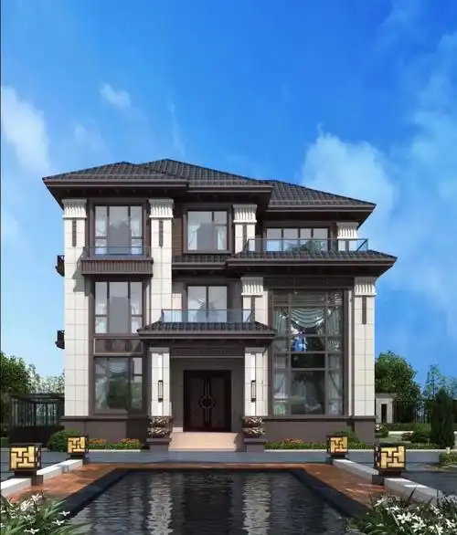 带电梯三层新中式复式别墅,7室3厅,适合农村自建