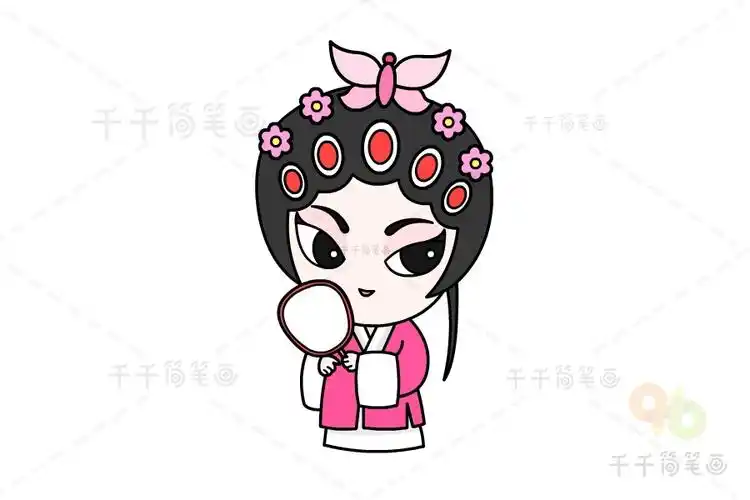 戏曲花旦简笔画图片_戏曲人物大全简笔画