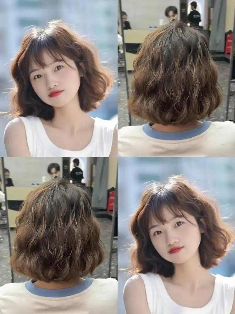 短发烫发 蛋卷头 圆脸发型 显脸小发型法式烫发 深圳烫发