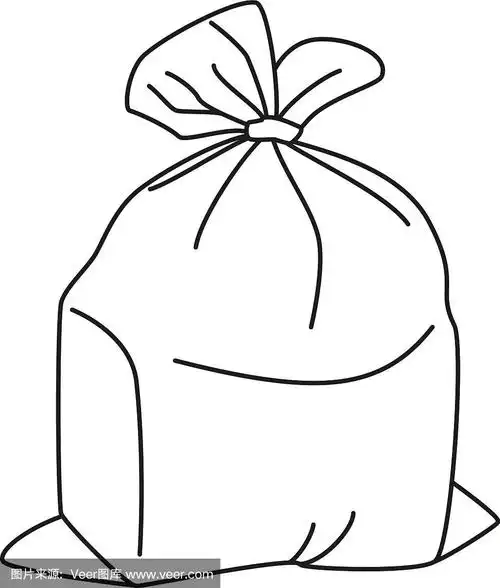 线条艺术黑白满垃圾袋