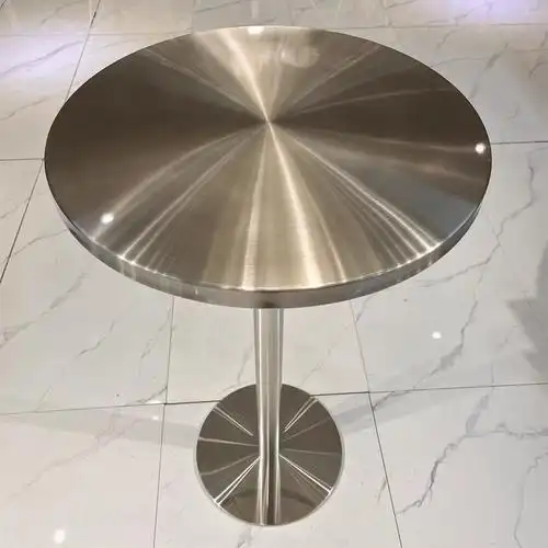 工业风不锈钢实心底座桌子经济型圆形桌加厚现代创意网红方桌圆桌