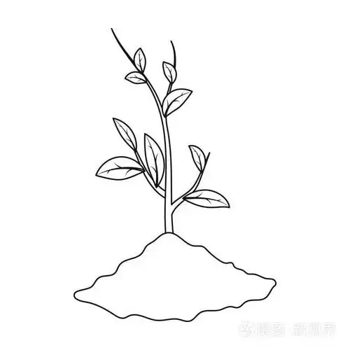 插画 发芽在白色背景上孤立的大纲样式图标.