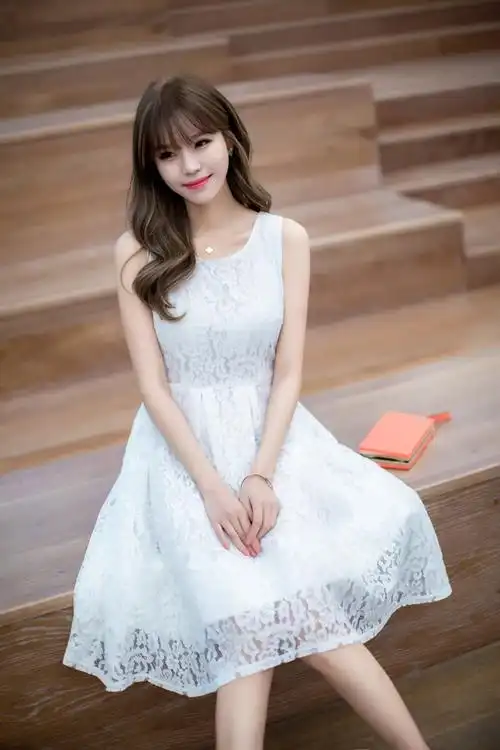 薇语馨2016夏装连衣裙蕾丝女装甜美a字裙学生修身韩版短袖蕾