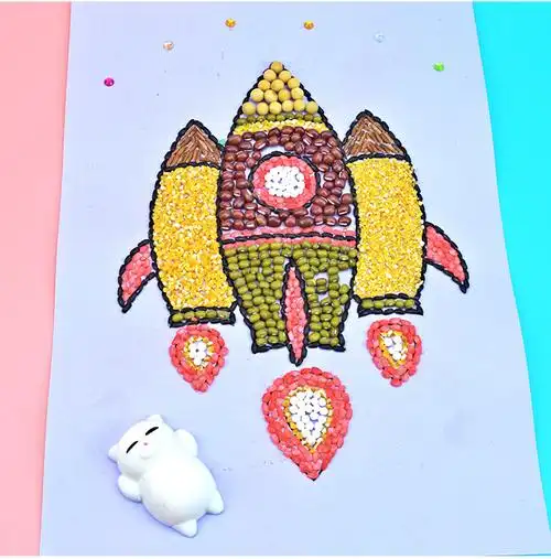 不舍天真儿童手工制作五谷杂粮豆豆子粘贴画材料包幼儿园种子画diy