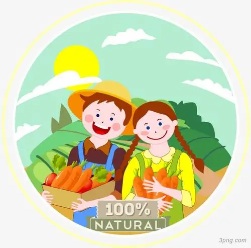 儿童采摘蔬菜png素材透明免抠图片-装饰效果