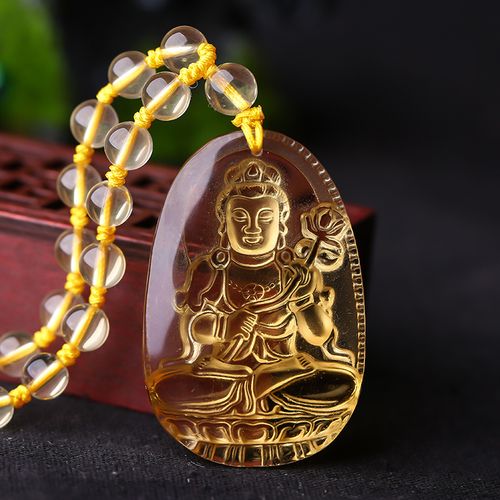 黄水晶大势至菩萨属马本命佛守护神吊坠项链3is3svrsci