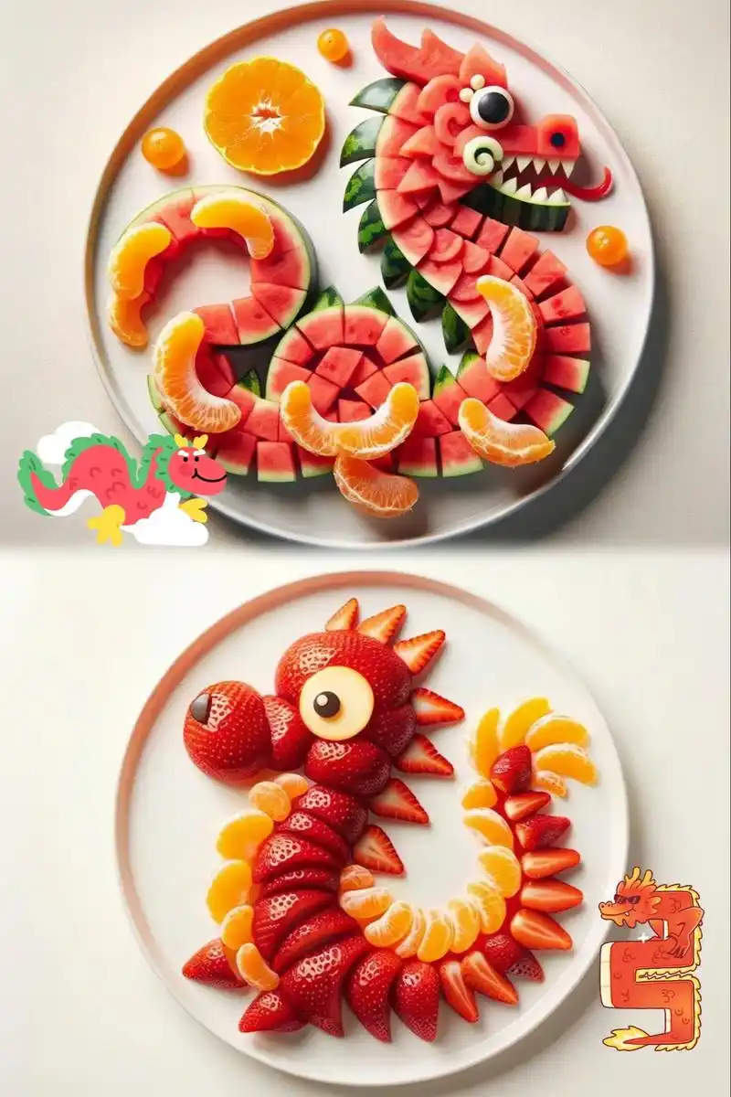 龙年行大运,龙年创意水果拼盘来啦!我的那个乖乖 - 抖音