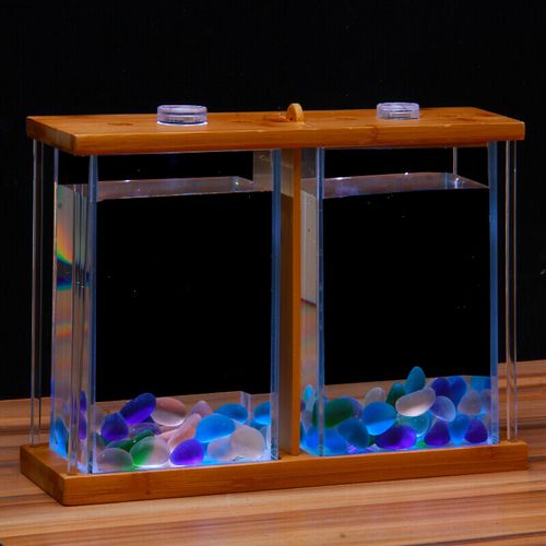 【京东推荐】斗鱼专用缸 白玻璃造景桌面微景观小型生态方形鱼缸 双杠