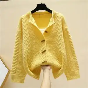 毛衣开衫粗棒针麻花图片