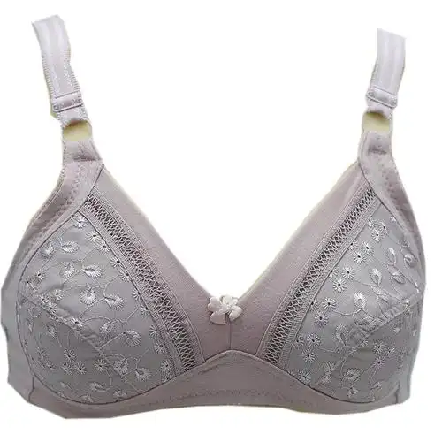 白色全棉布中老年人文胸超薄杯妈妈内衣胸围无钢圈胸罩纯棉薄款