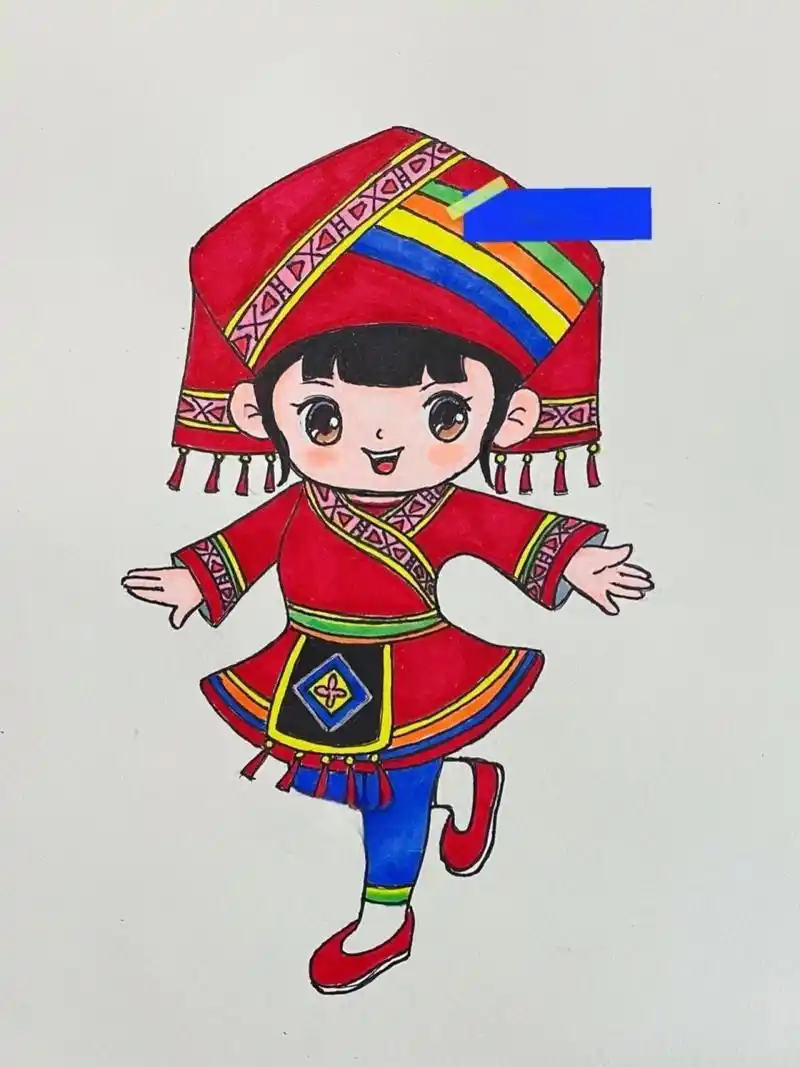 壮族女孩简笔画