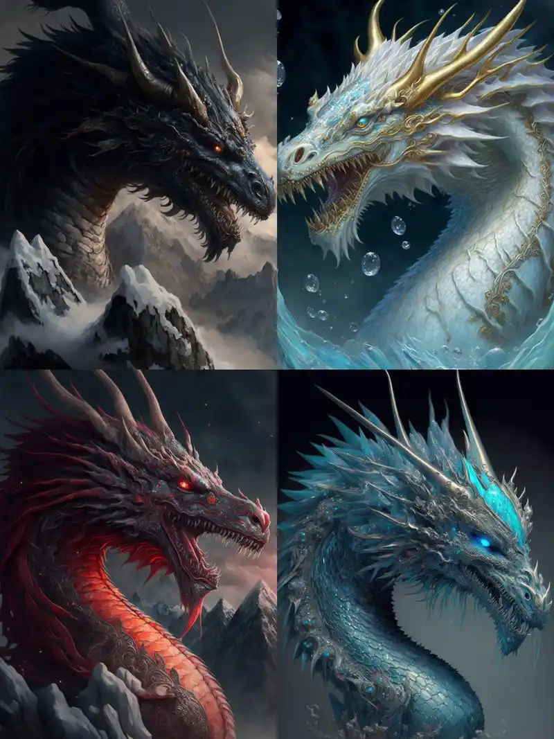 四海龙王93 风调雨顺 四海龙王插画#ai绘画