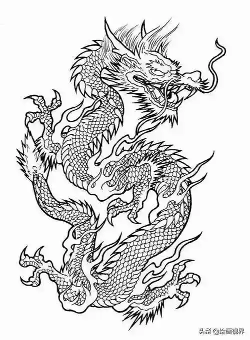 龙的纹样线稿画法很多,今天我们只是学习简单的龙纹样线稿画法,非常