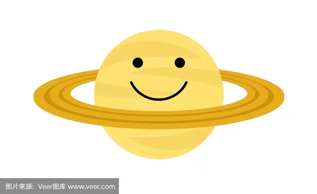 土星,可爱的,简单,色彩鲜艳,行星