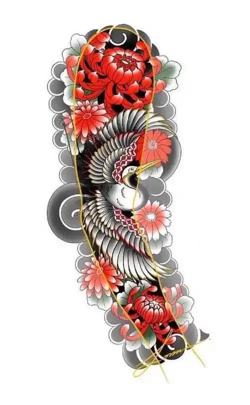 被称为刹车印的老传统花臂纹身图案