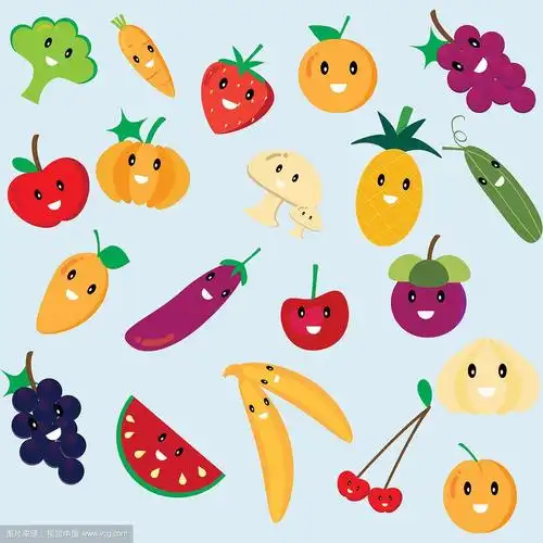 可爱的水果和蔬菜卡通