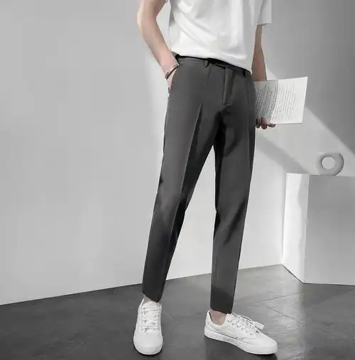 金盾(kin don) 裤子男潮流新款轻熟简约垂感西裤男直筒修身韩版阔腿小