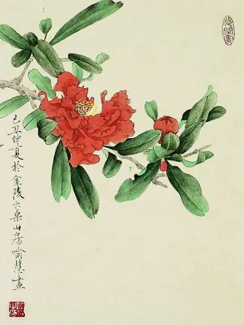 石榴国画欣赏