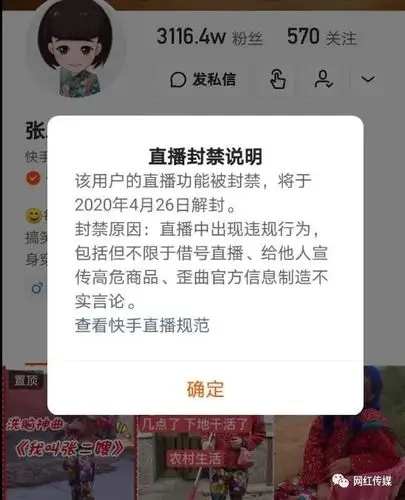 快手官方强力整治散打哥封号无限期退网辛巴宣布暂退张二嫂被封驴打25
