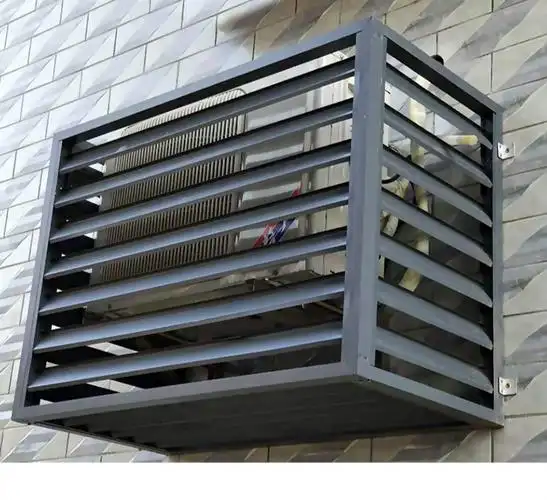 定制铝合金空调外机罩百叶窗格栅定制室外机保护罩防雨通风口百叶 灰