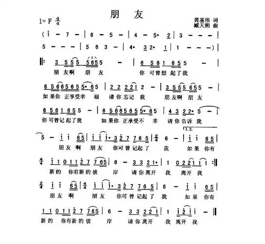 朋友(臧天朔演唱版) - 简谱 - 歌谱简谱大全