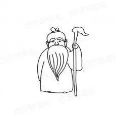 古代白胡子长的老爷爷简笔画