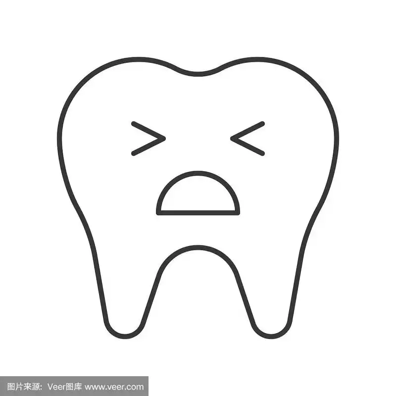 牙齿疼痛卡通简单轮廓图标牙科