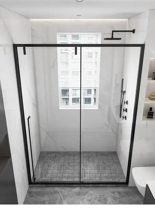 干湿分离沐浴玻璃一字型移门卫生间隔断浴室整体淋浴房厕所推拉门的