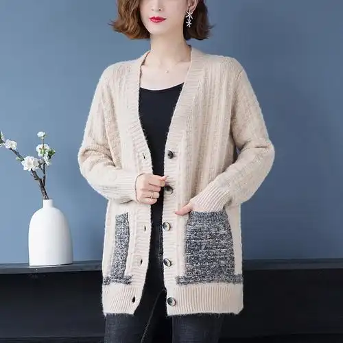 针织开衫女春秋短款宽松加肥加大码胖mm毛衣毛针织衫