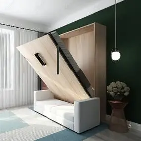 喜庆多功能隐形床衣柜墙床小户型客厅床柜一体沙发书桌隐藏床壁床