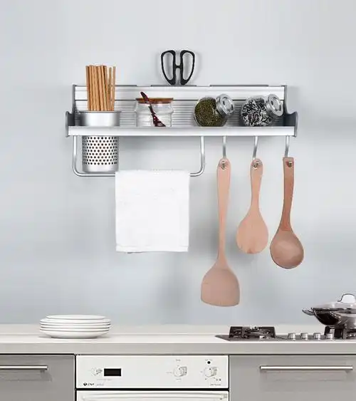 九牧正品厨房挂件多功组合置物架94164厨房太空铝置物架挂勾壁挂