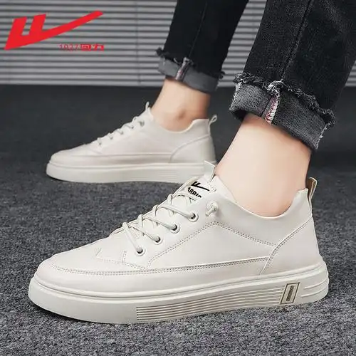 回力男鞋2024新款春季运动休闲鞋皮面百搭小白鞋透气时尚男款板鞋
