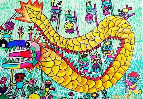 少儿书画作品-舞龙/儿童书画作品舞龙欣赏_中国少儿美术教育网