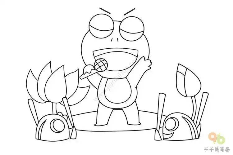 唱歌的青蛙简笔画快来参加我的音乐会