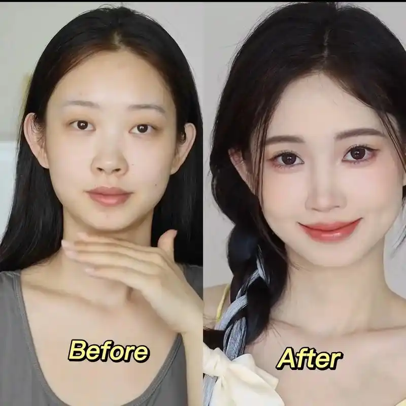 妆前vs妆后   底妆小技巧来啦～化妆老是卡粉97避免卡粉的 - 抖音