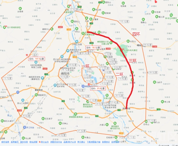 my绵阳未来交通圈地三环外环线