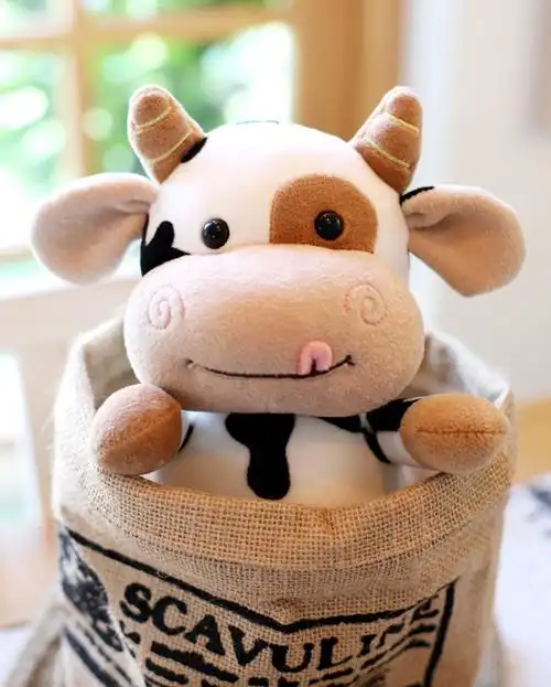可爱小牛毛绒玩具黑白奶牛公仔呆萌牛牛玩偶布娃娃抱枕生日礼物