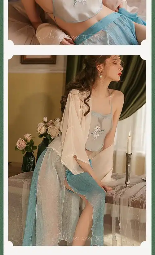 浪莎情火辣透视汉服古风刺绣肚兜情绪内衣欲诱惑套装红色新娘裹胸款