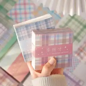 jk格纹背景格子便签纸手帐素材便利贴本学生用高颜值无粘性办公室ins