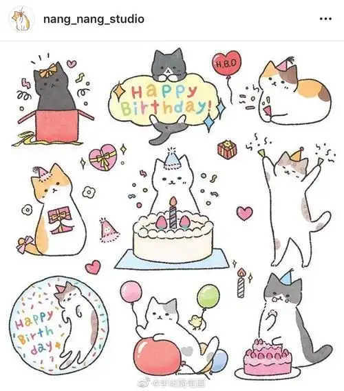 超全的猫咪简笔画素材插画师nangnang画的来自手帐简笔画微博