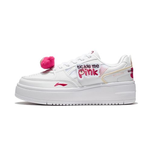 李宁x迪士尼玩具总动员草莓熊系列女子小白鞋经典休闲鞋agcr472